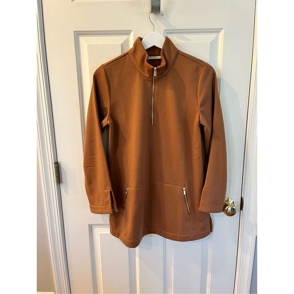 Soft Surroundings Camel Brown Zip Neck Tunic sz XS NWOT